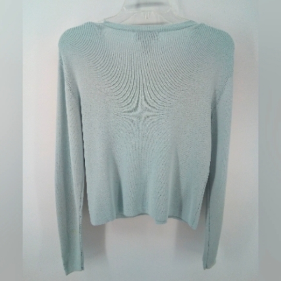 Draper's & Damon's Baby Blue Beaded Flower Ribbed Button Cardigan S Career - Picture 3 of 8